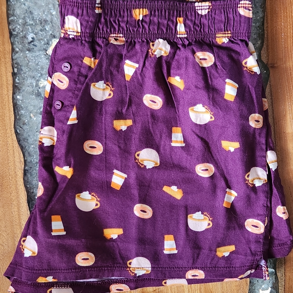 Victoria's Secret PINK Flannel PJ Shorts   Pumpkin Spice Latte Donuts Pie, NWT